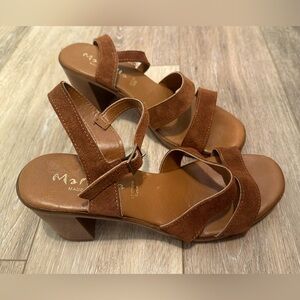 MARIELLA Italy Suede Leather Upper Ankle Strap Brown Sandals Women’s Size 8